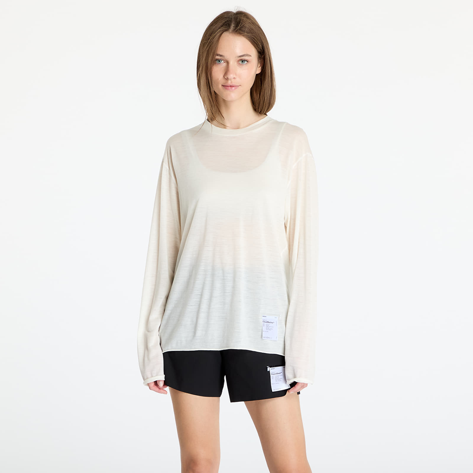 Trička Satisfy CloudMerino Long Tee UNISEX Chalk