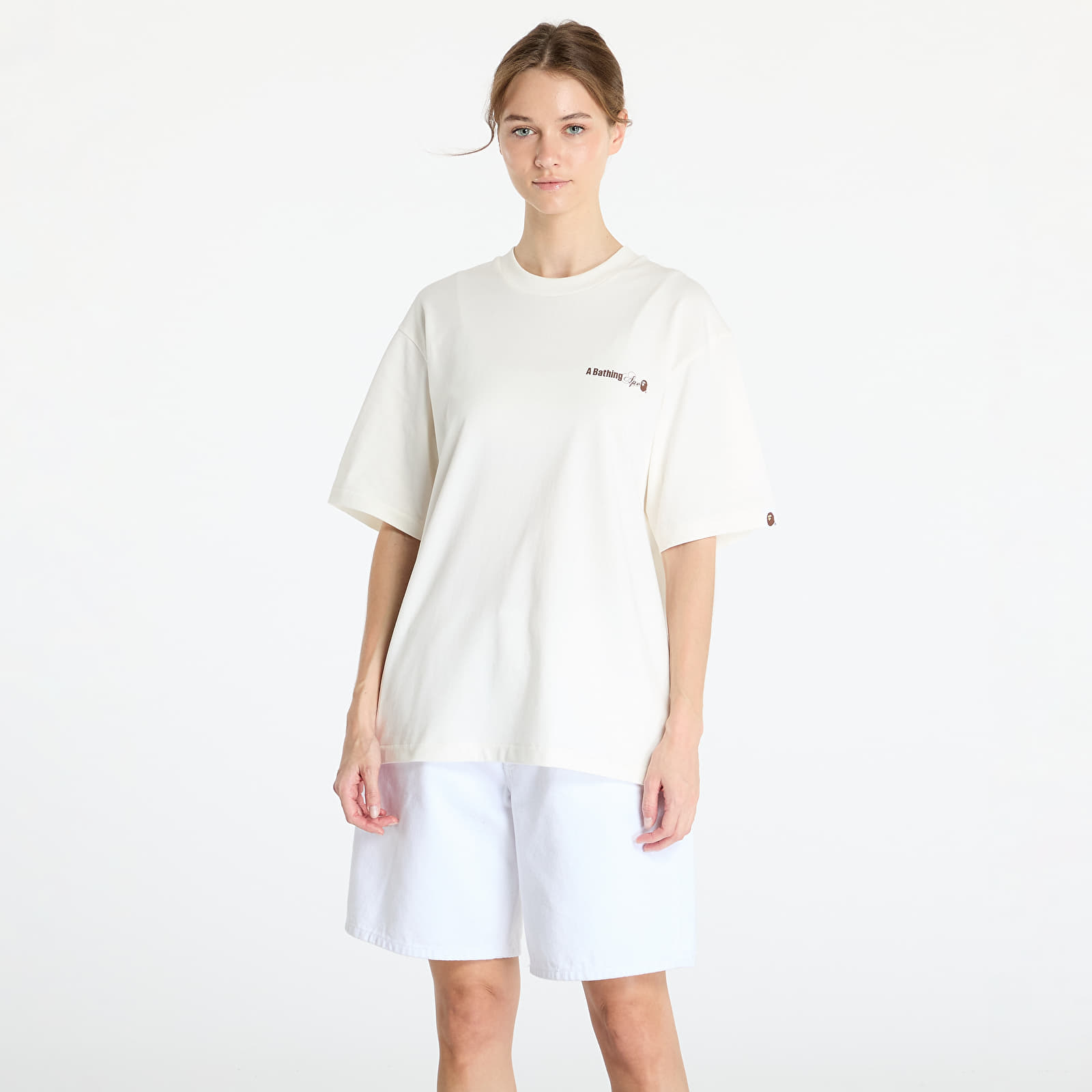 Koszulki A BATHING APE Water Print Logo Relaxed Fit Short Sleeve Tee UNISEX Ivory