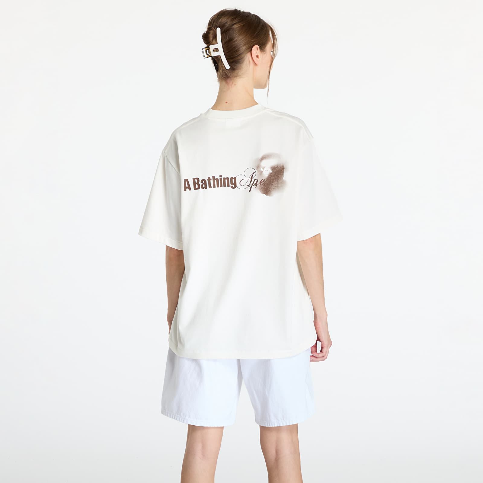 Koszulki A BATHING APE Water Print Logo Relaxed Fit Short Sleeve Tee UNISEX Ivory