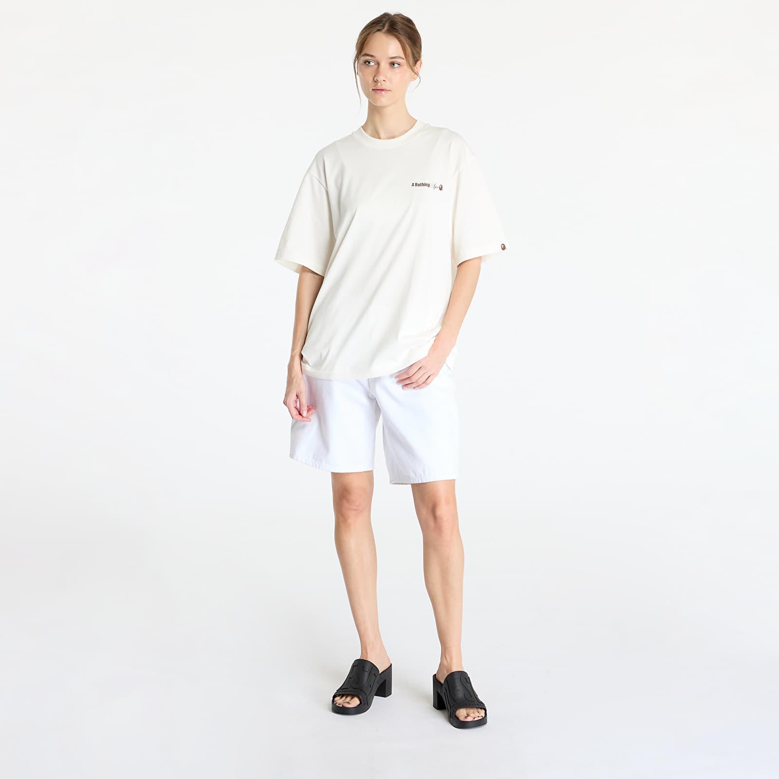 Koszulki A BATHING APE Water Print Logo Relaxed Fit Short Sleeve Tee UNISEX Ivory