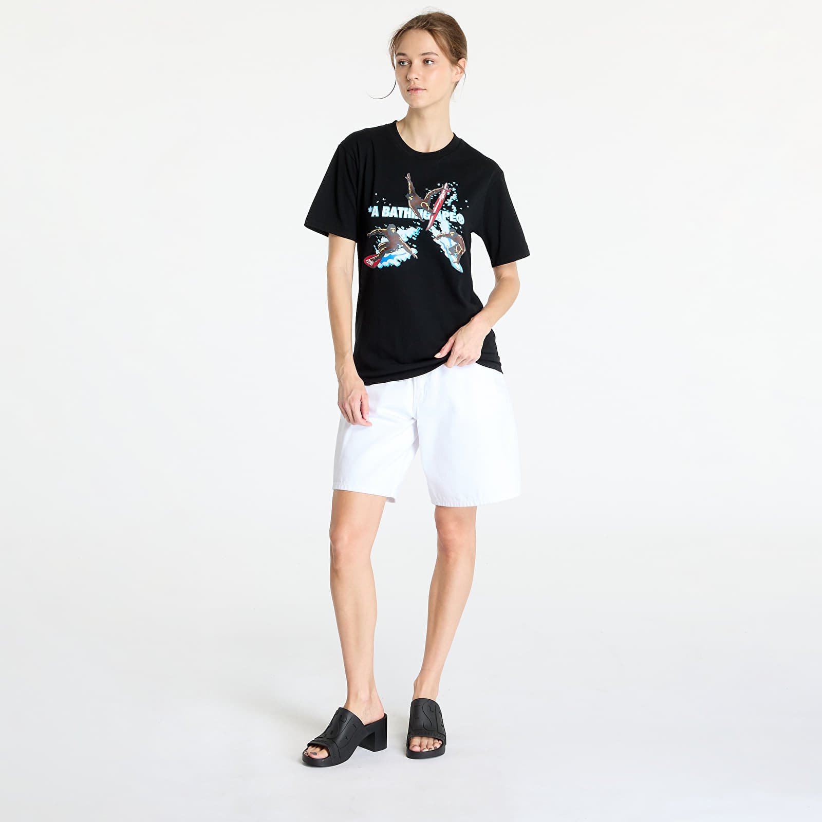 T-skjorter A BATHING APE Surfing Apes Tee Black