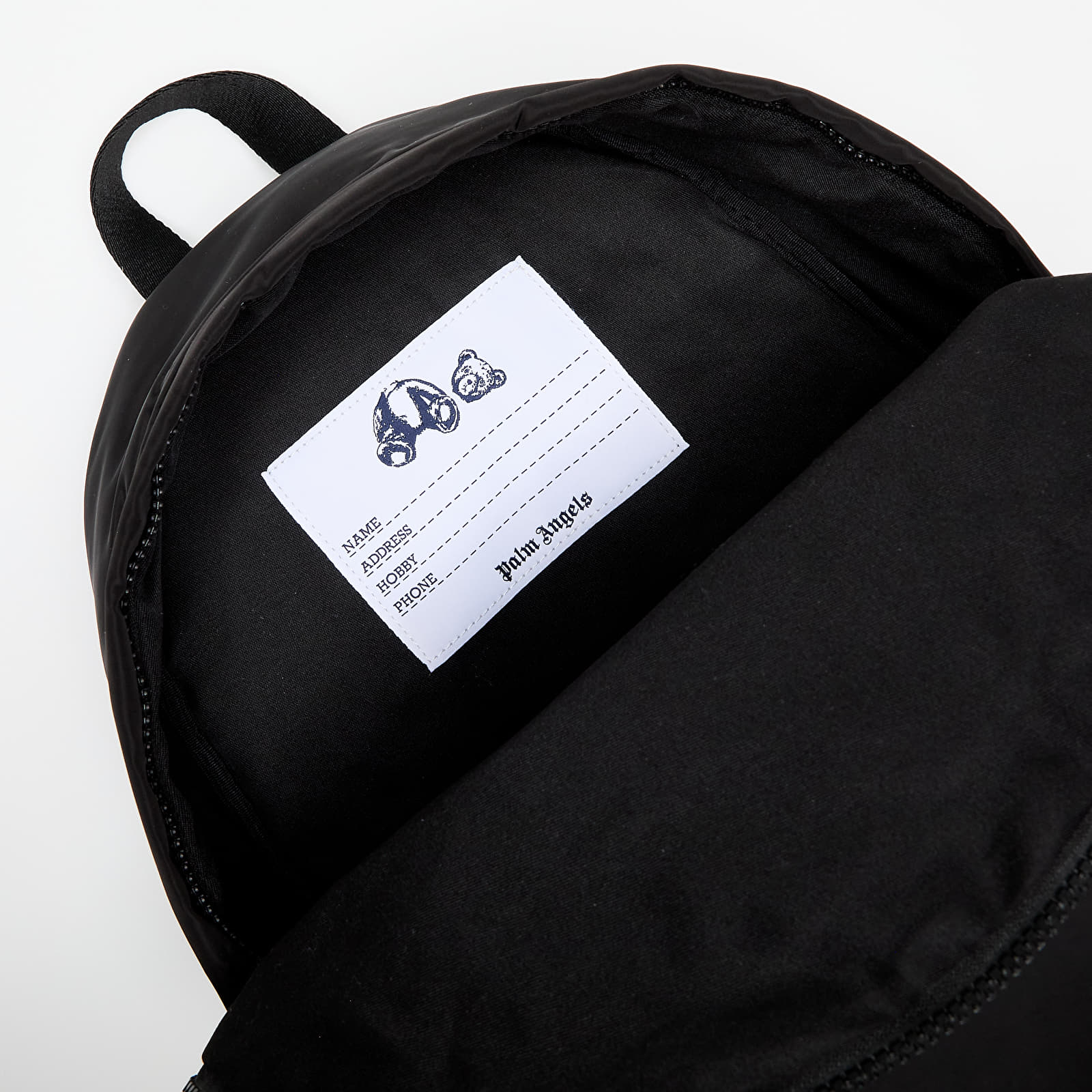 Férfi hátizsákok Palm Angels Kids Curved Logo Big Backpack Black/ White