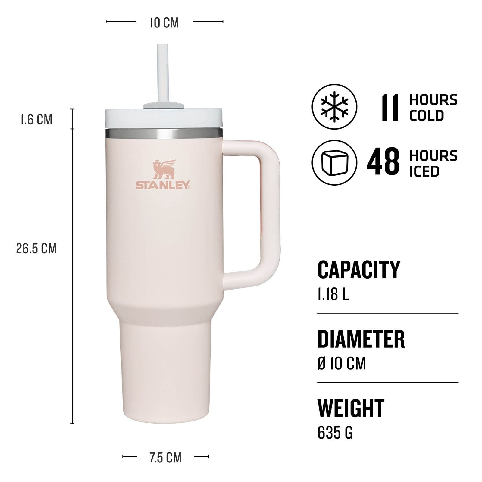 Annet tilbehør STANLEY The Quencher H2.O FlowState™ Tumbler 1180 ml Rose Quartz