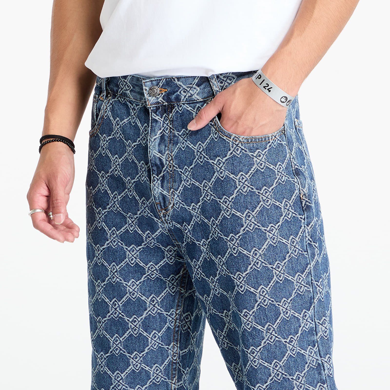 Pantaloni bărbați Daily Paper Rahul Straight Shield Jeans Blue