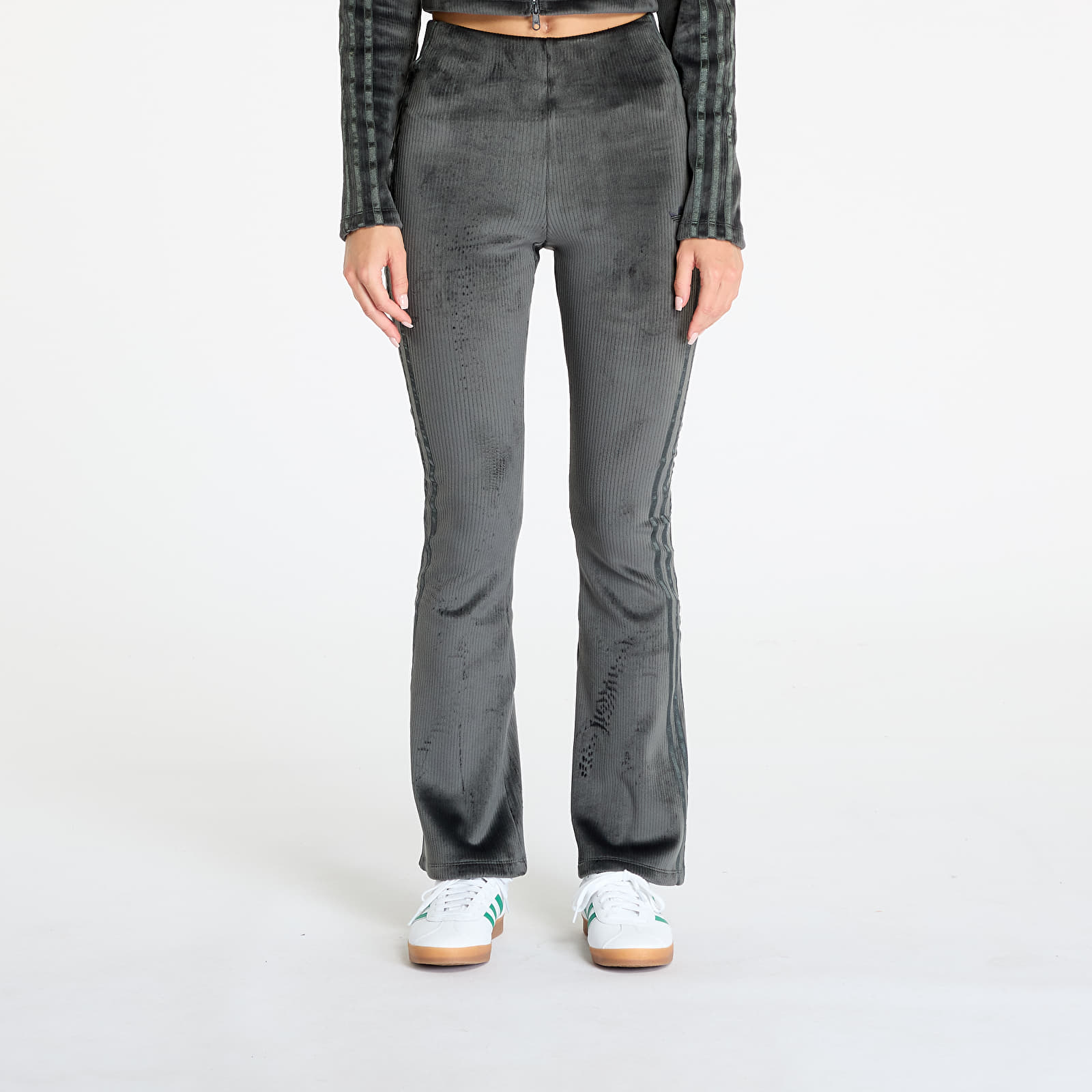 Hosen für Frauen adidas Rib Flrd Leggings Carbon