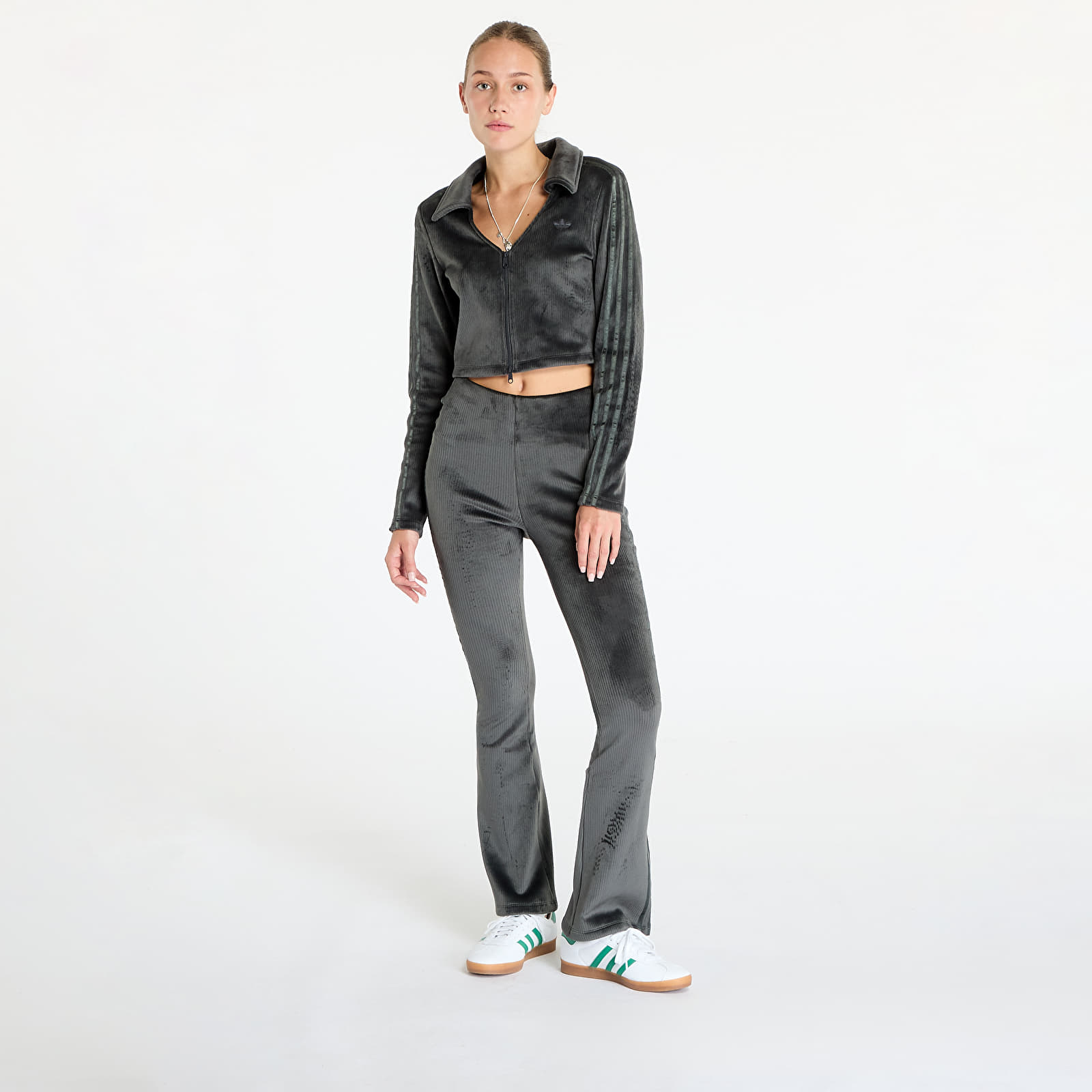 Hosen für Frauen adidas Rib Flrd Leggings Carbon