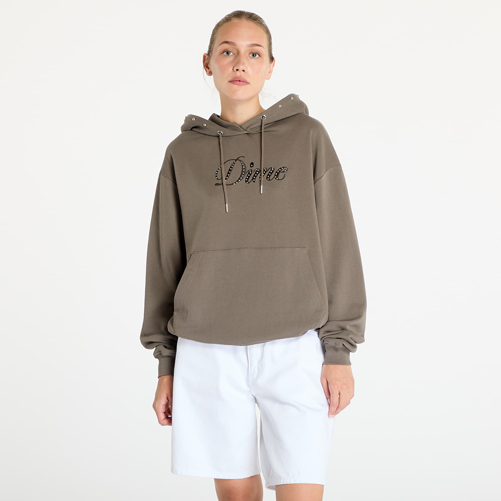Mikiny Dime Cursive French Terry Hoodie UNISEX Walnut
