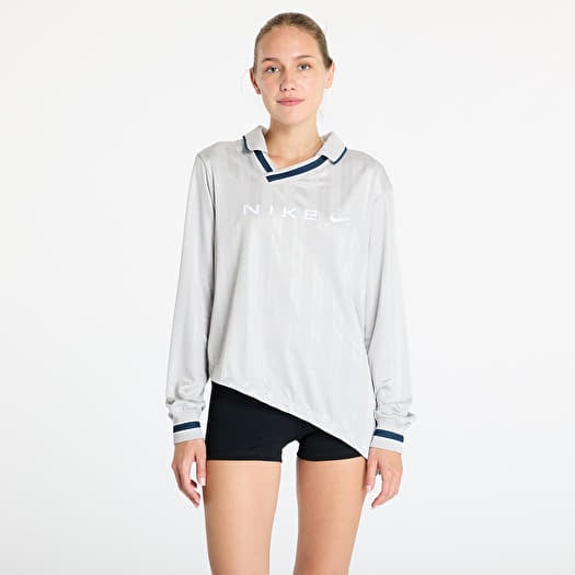 Nike Sportswear Collection Women's Dri-FIT Jacquard Long-Sleeve Jersey Top Lt Iron Ore/ Flax/ White