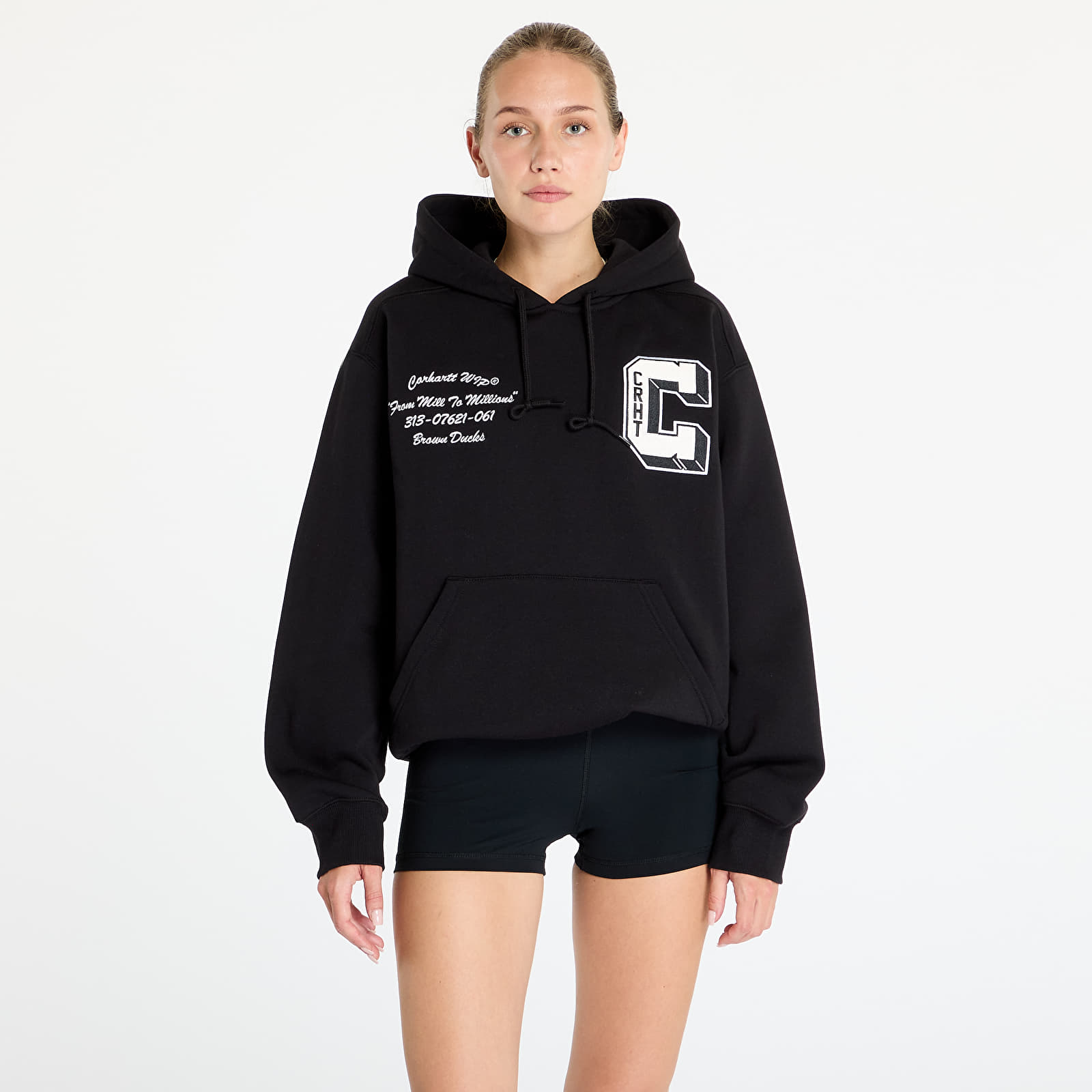 Férfi kapucnis pulcsik Carhartt WIP Hooded Brown Ducks Sweat UNISEX Black