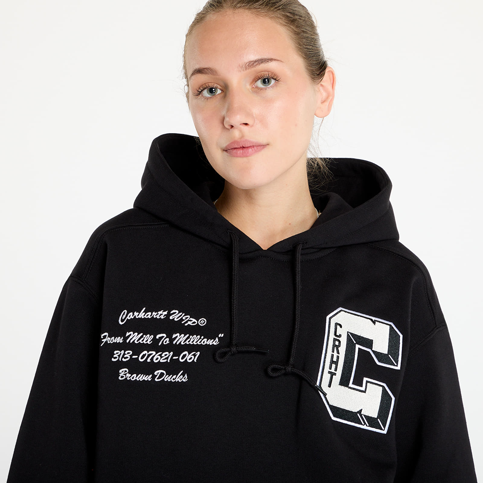 Férfi kapucnis pulcsik Carhartt WIP Hooded Brown Ducks Sweat UNISEX Black