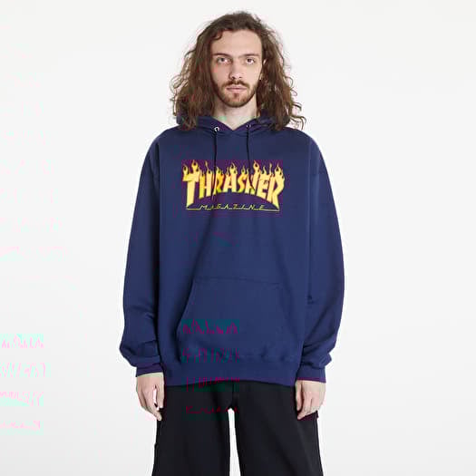 Thrasher Flame Logo Hoodie Navy Blue