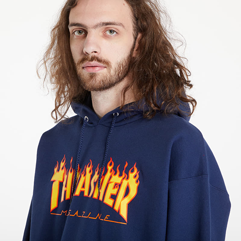 Thrasher Flame Logo Hoodie Navy Blue | Footshop
