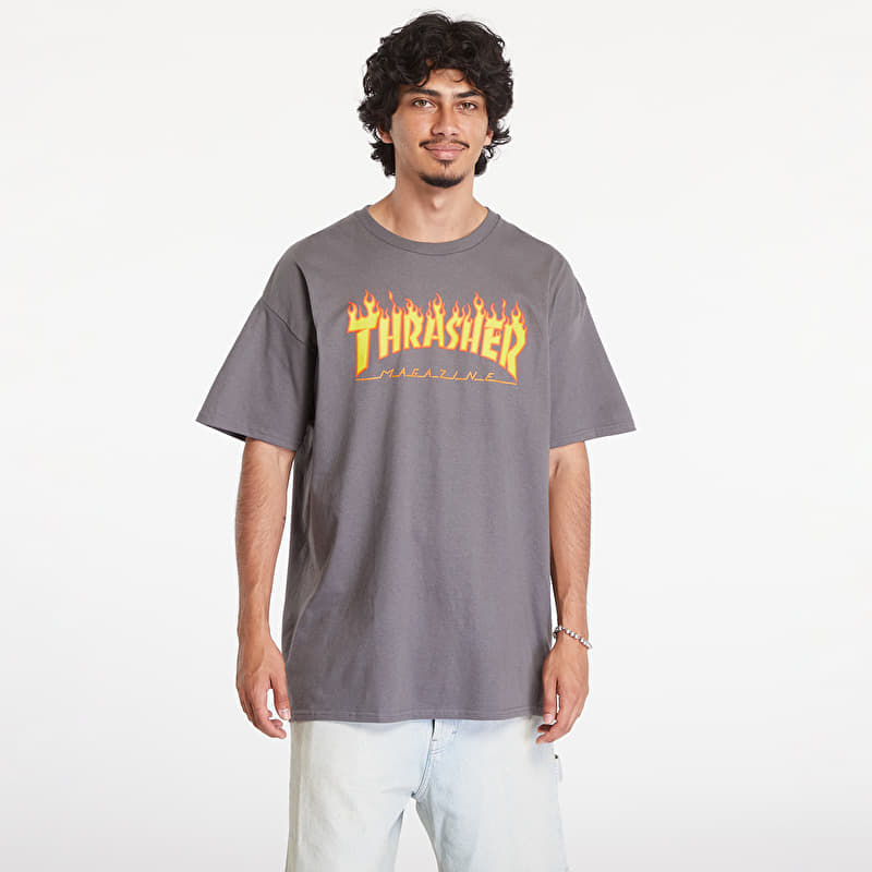 Thrasher Flame Logo T-Shirt Charcoal Gray