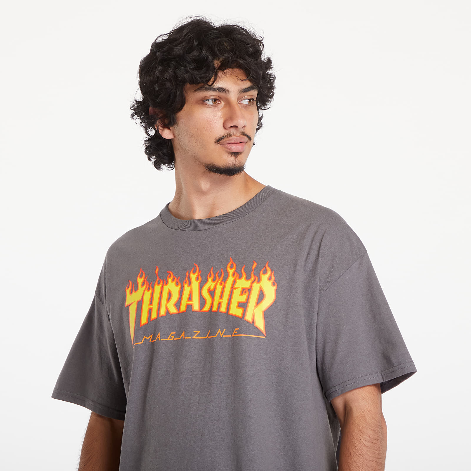 T-Shirts and shirts Thrasher Flame Logo T-Shirt Charcoal Gray