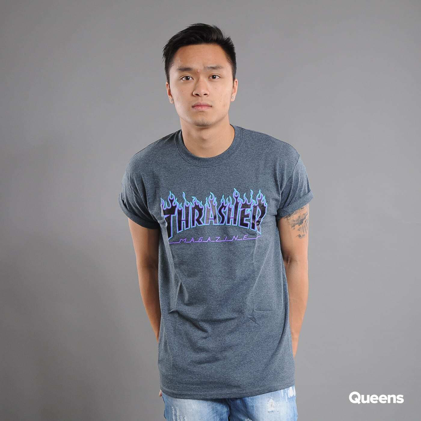 T-Shirts and shirts Thrasher Flame Logo T-Shirt Dark Heather