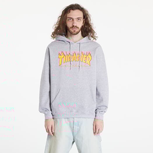 Thrasher Flame Logo Hoody Melange Grey