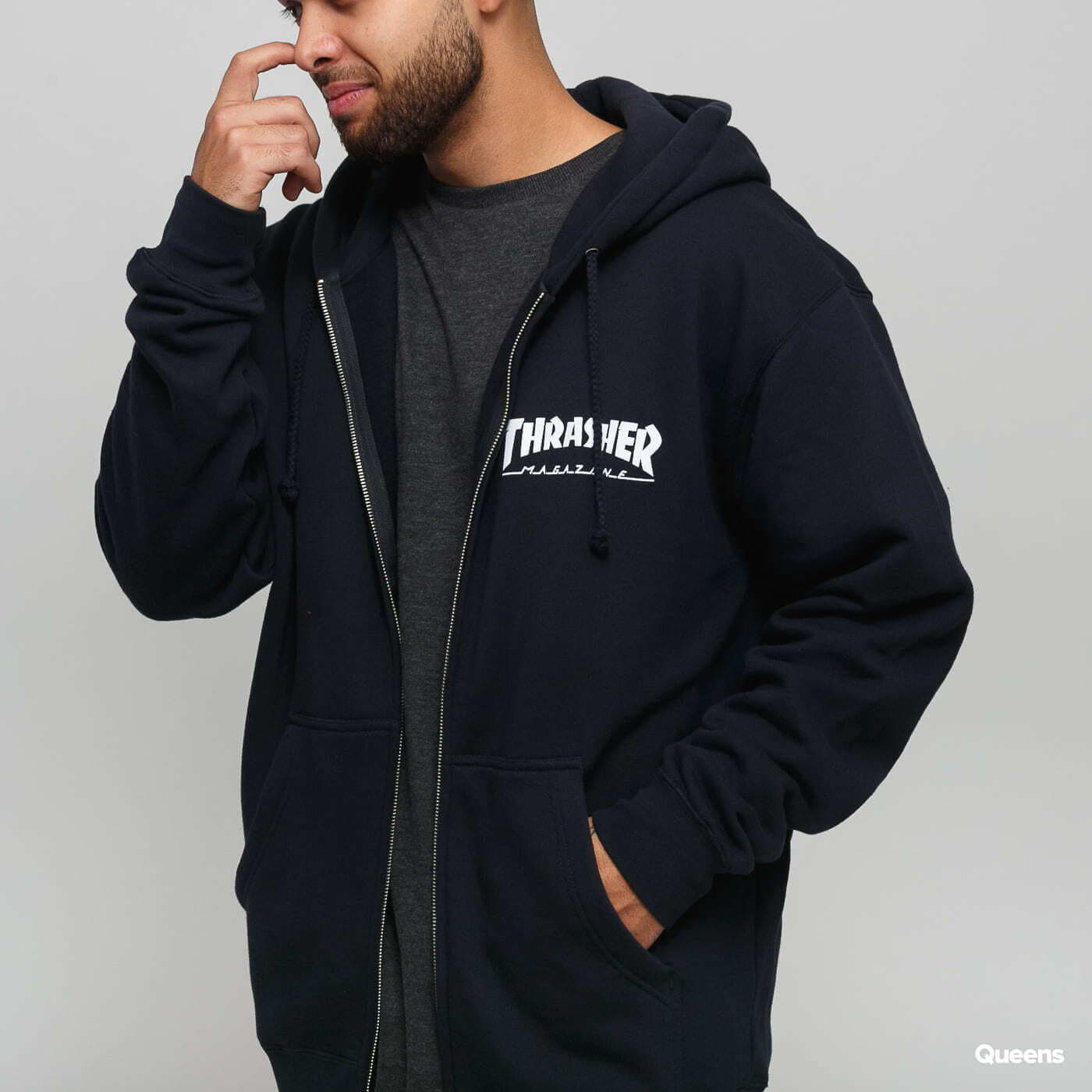 Bluzy i swetry Thrasher Magazine Logo Zip Hood Black