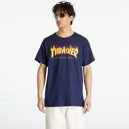 Thrasher Flame Logo T-Shirt Navy Blue