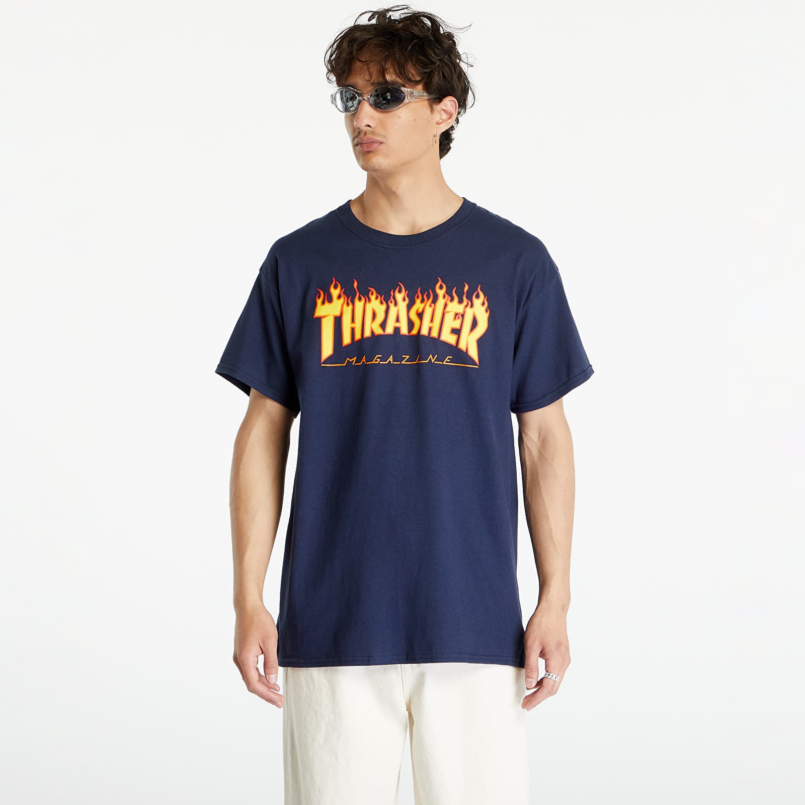 Thrasher t shirt blue flames cheap