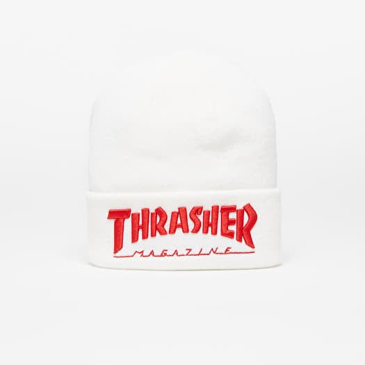 Hats Thrasher Embroidered Logo Beanie White Red Footshop