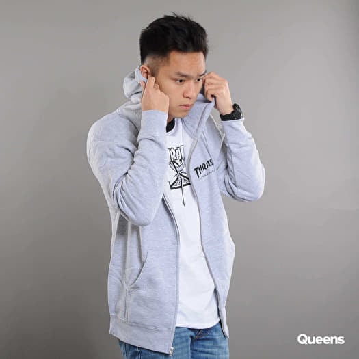 Thrasher Magazine Logo Zip Hoody Melange Grey