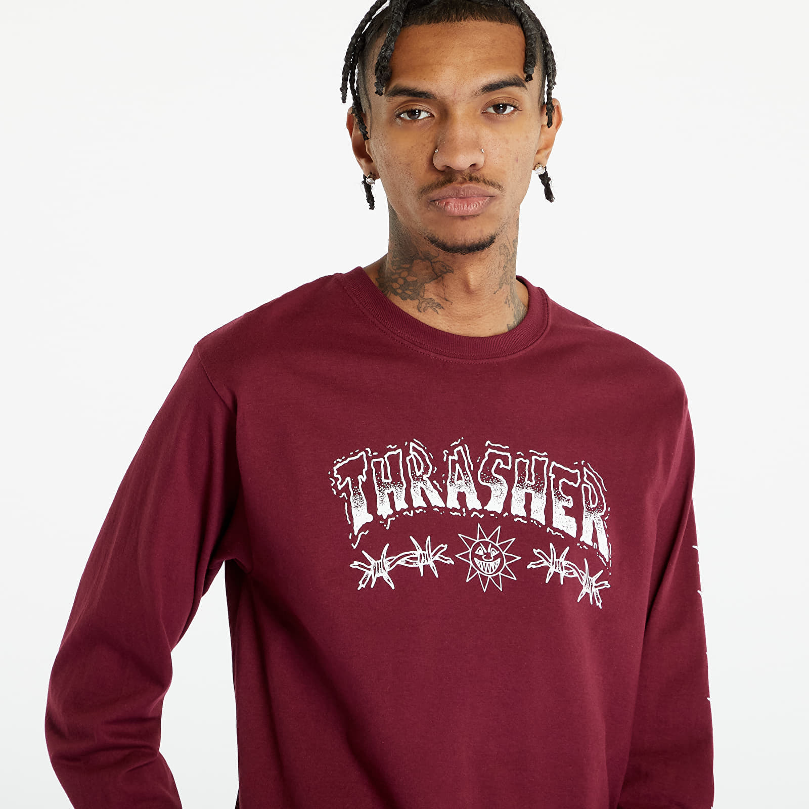 T-shirty męskie Thrasher Barbed Wire Longsleeve T-Shirt Maroon