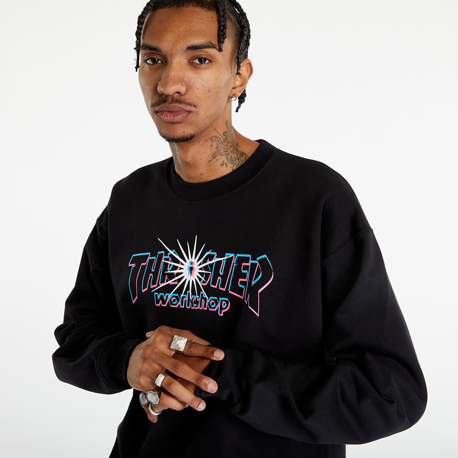 Felpe con cappuccio uomo Thrasher x Aws Nova Crewneck Black