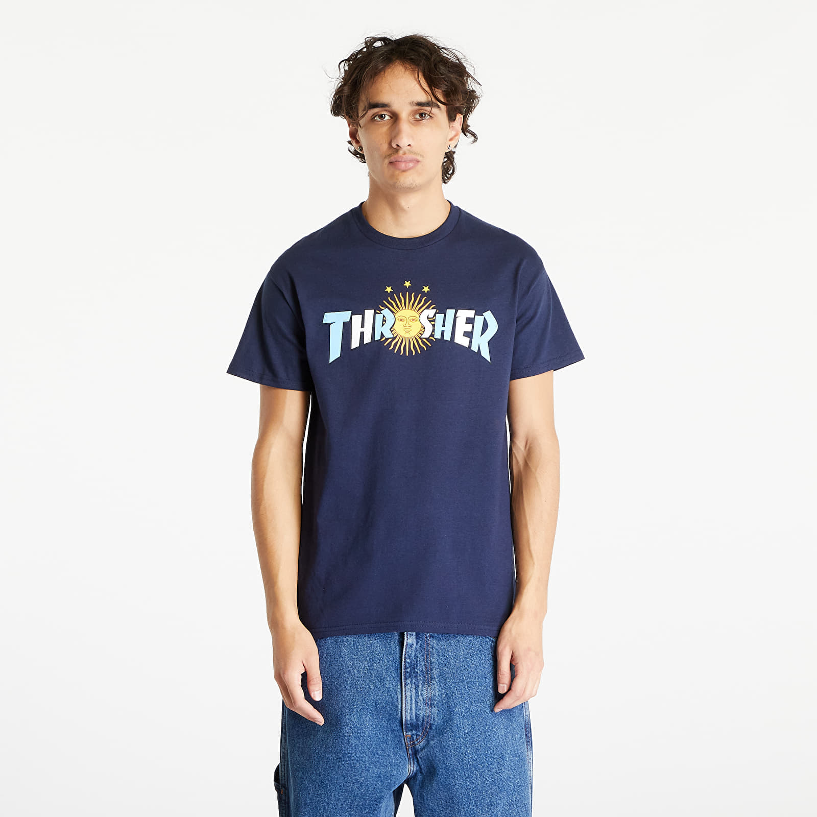 Men's T-shirts Thrasher Argentina Estrella T-Shirt Navy Blue