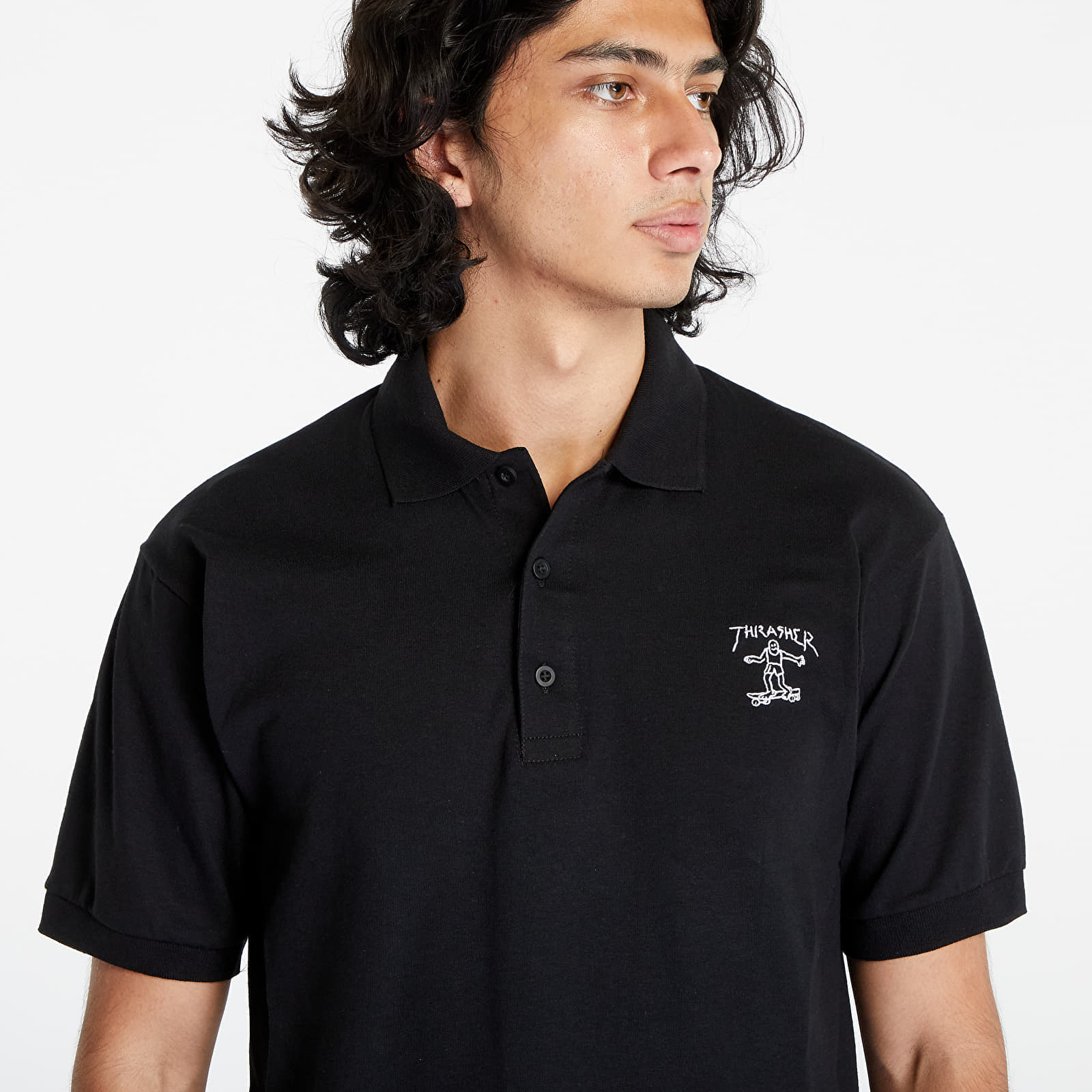 Moške majice  Thrasher Mini Gonz Embroidered Polo Tee Black
