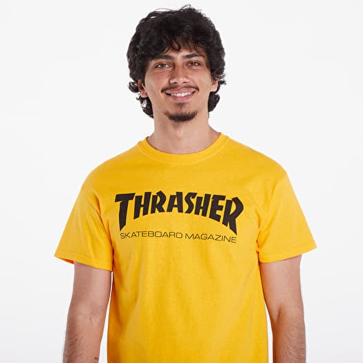 Men s T shirts Thrasher Skate Mag T Shirt Gold Black Footshop