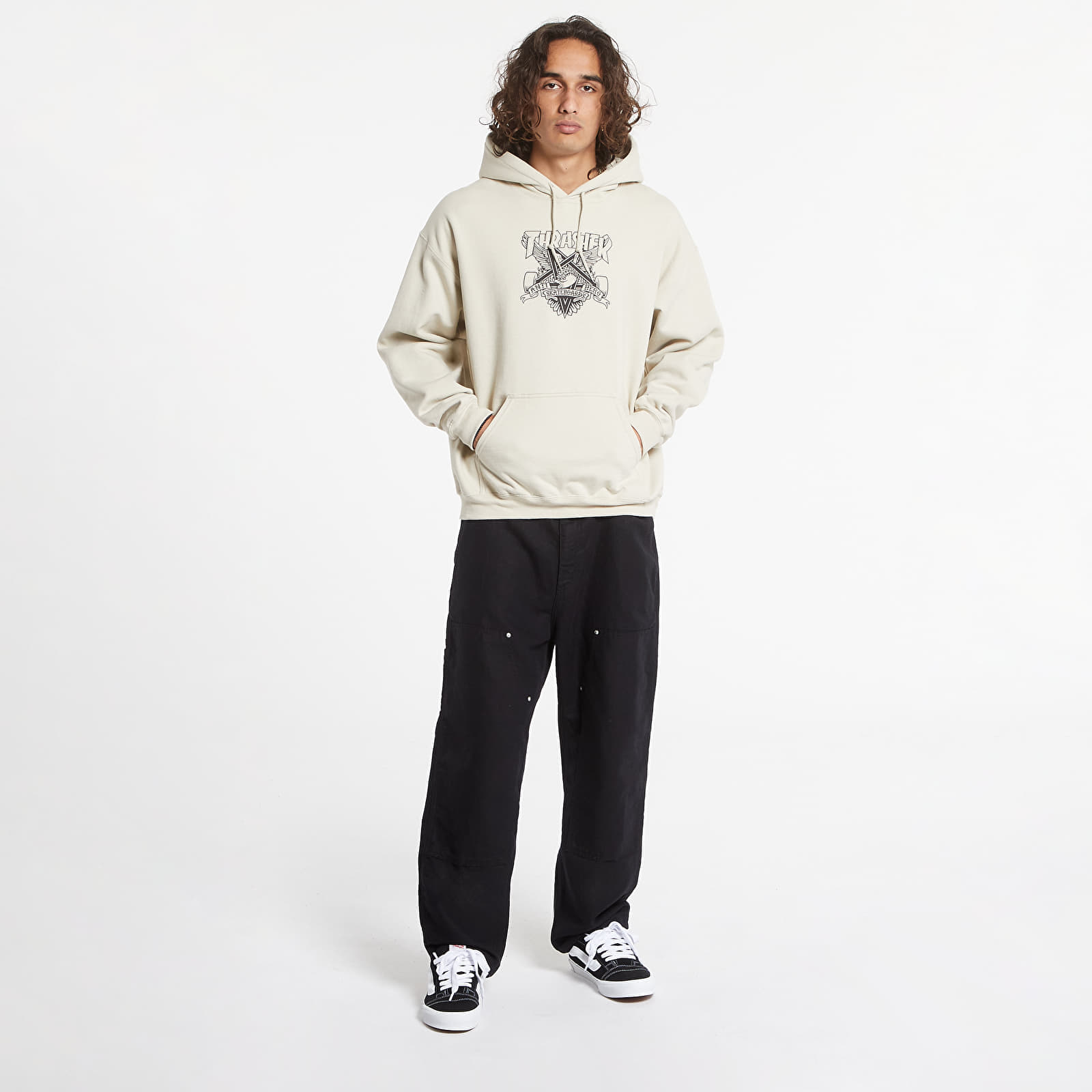 Férfi kapucnis pulcsik Thrasher Hood Eaglegram Sand