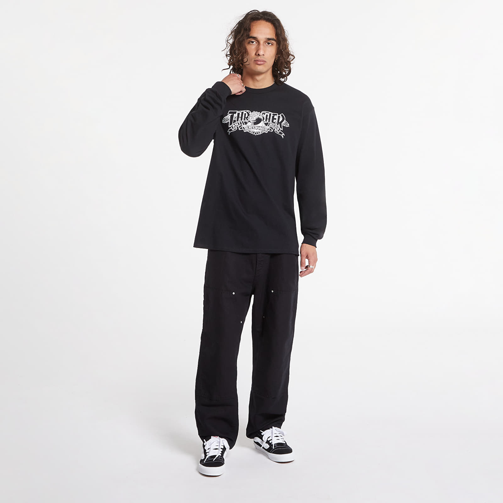 Majice T-shirt Thrasher Mag Banner Long Sleeve Tee Black