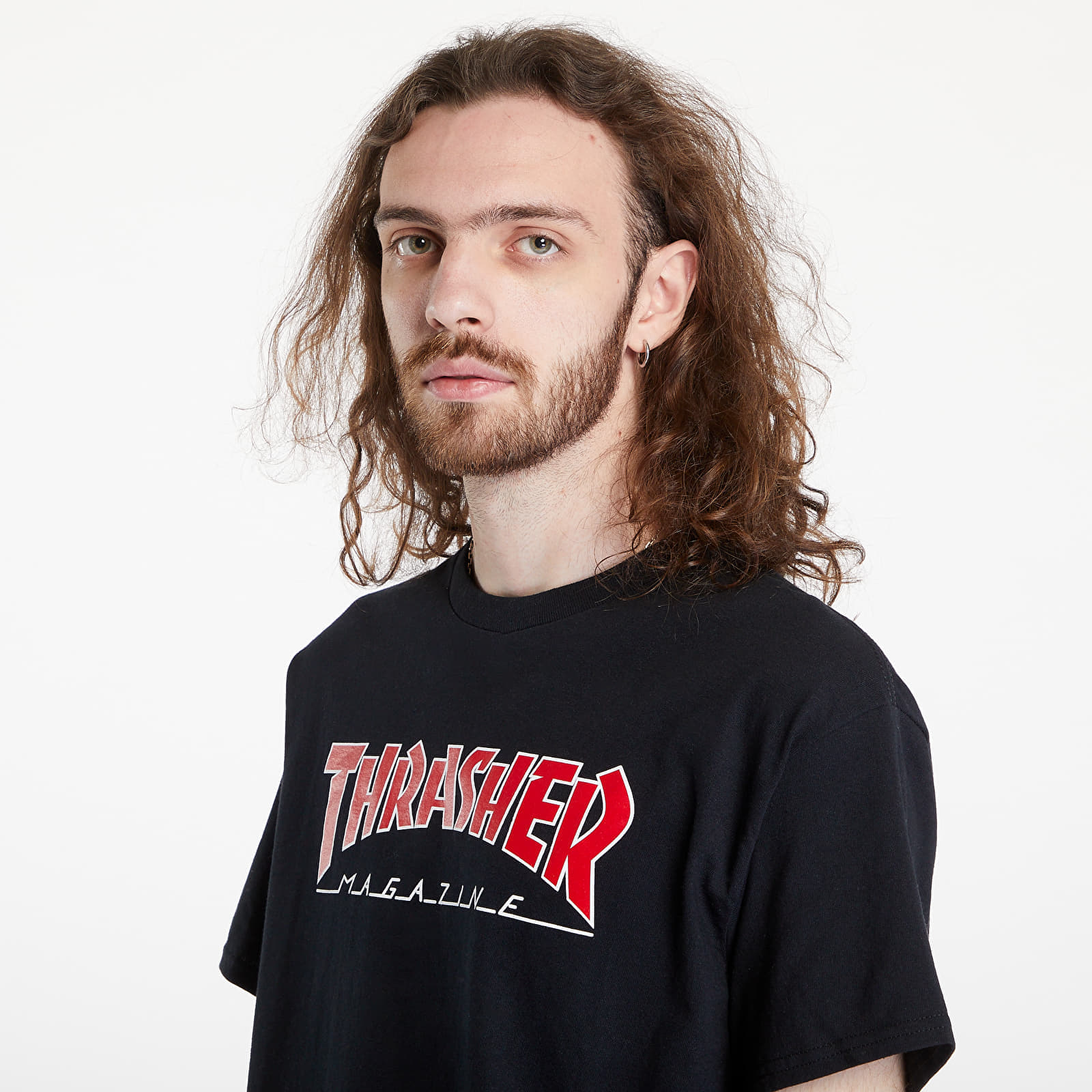 Männer T-Shirts Thrasher Outlined T-Shirt Black