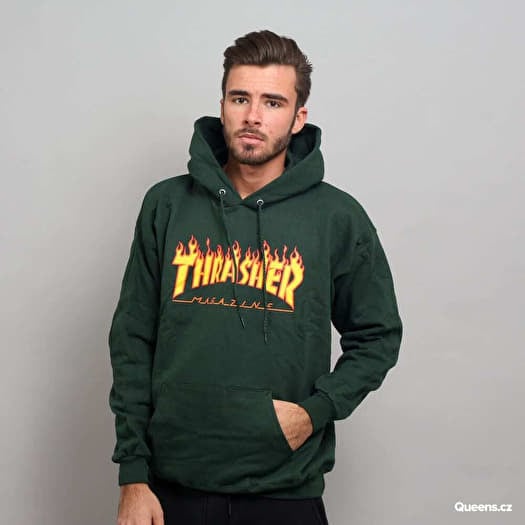 Thrasher Flame Logo Hoodie Forest Green