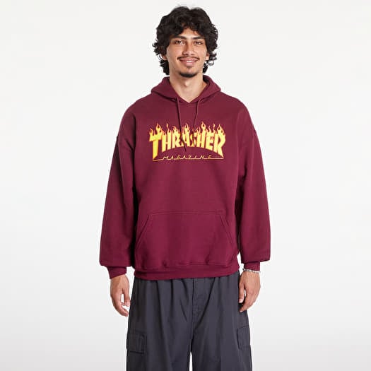 Thrasher Flame Logo Hood Dark Wine