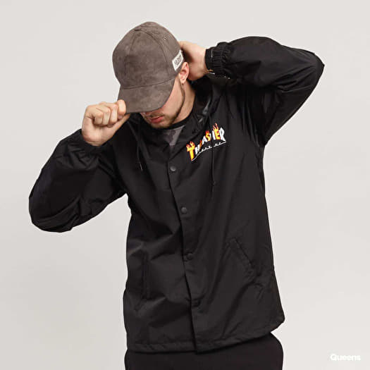 Men s jackets Thrasher Flame Mag Coach Jacket Black Footshop