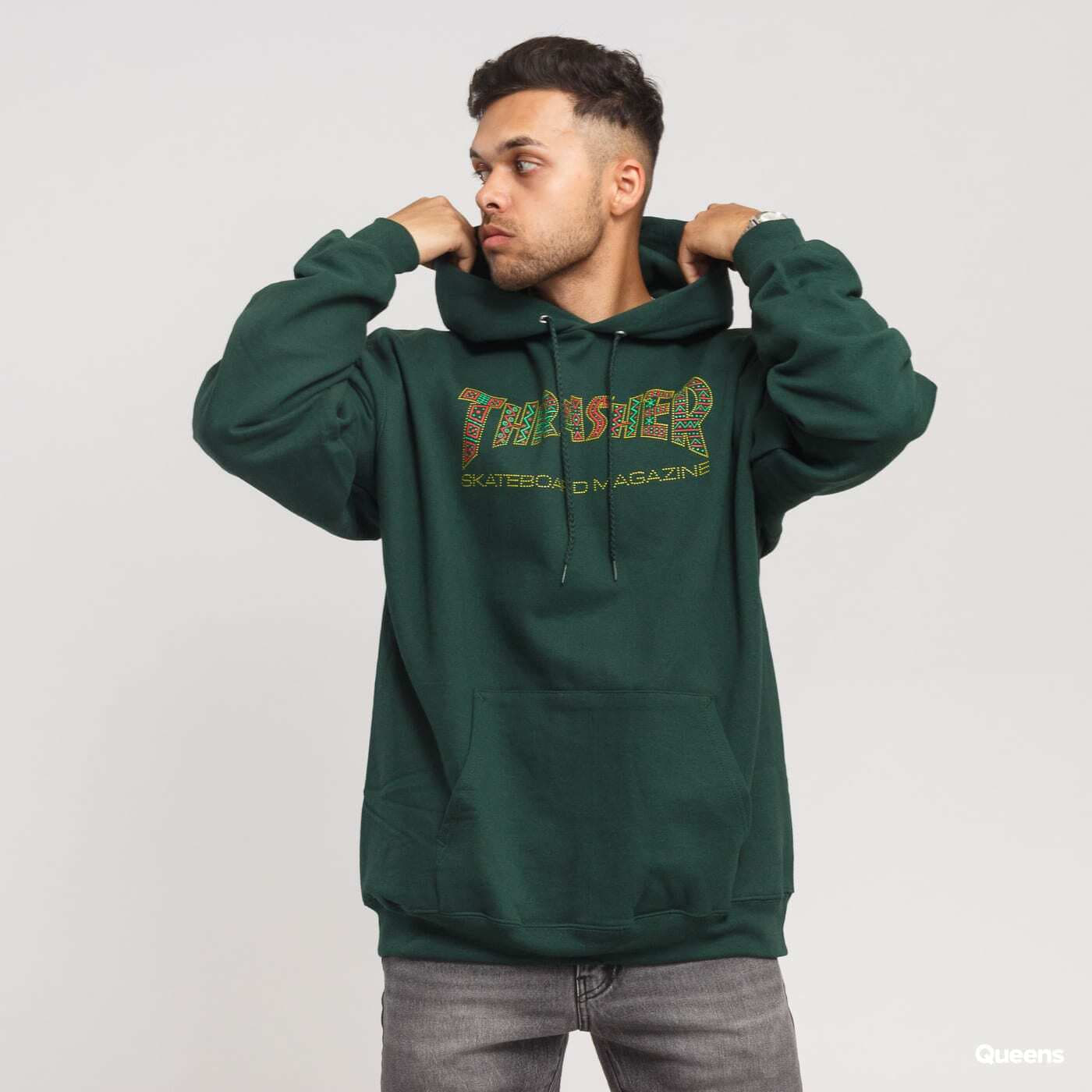 Pánské mikiny Thrasher Davis Hoody Dark Green