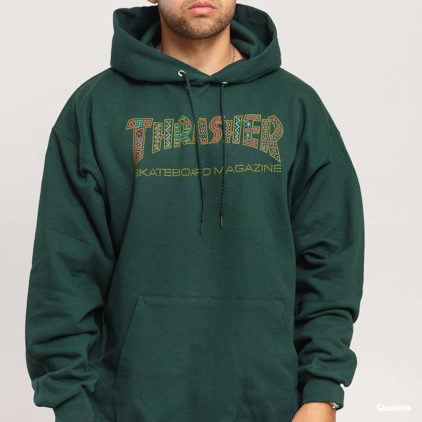 Pánské mikiny Thrasher Davis Hoody Dark Green