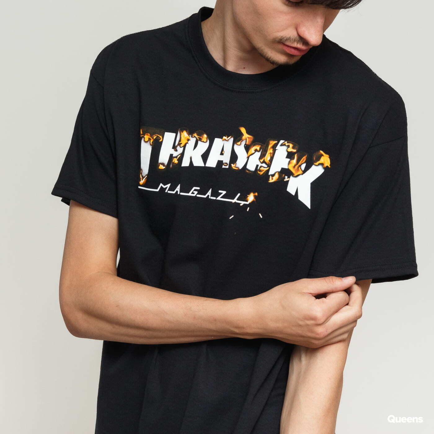 Men s T shirts Thrasher Intro Burner Tee Black Footshop