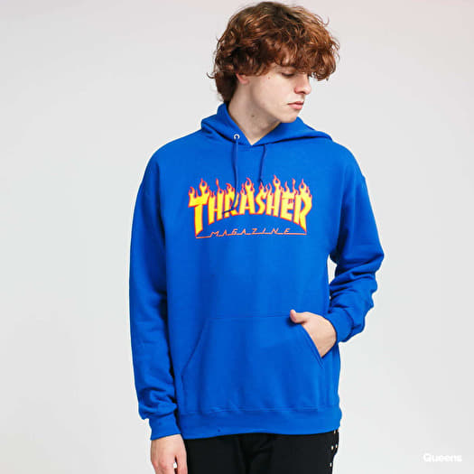 Men s hoodies Thrasher Flame Logo Hoody Blue Footshop