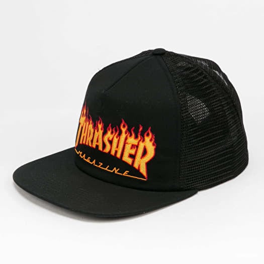 Cap Thrasher Flame Logo Mesh Cap Black