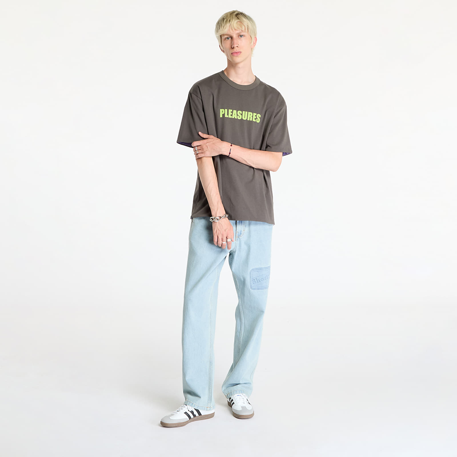 Koszulki PLEASURES Legal Reversible Heavyweight T-Shirt Charcoal/ Purple