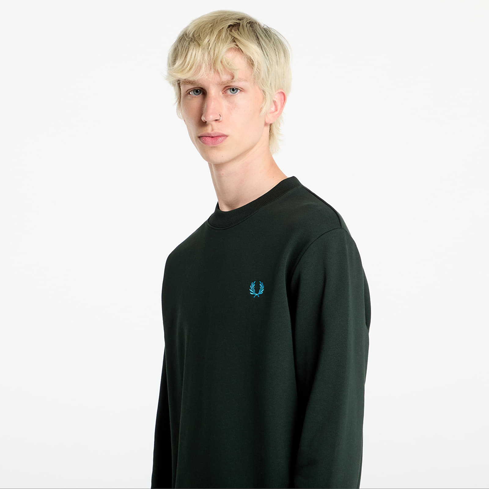 Bluzy FRED PERRY Crew Neck Sweatshirt Night Green/ Ocean