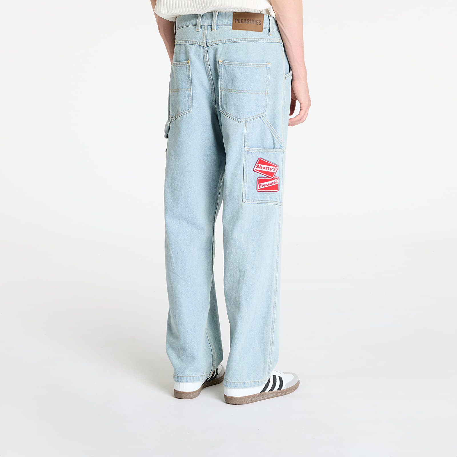 Calças de ganga PLEASURES Box Logo Carpenter Jeans Light Indigo