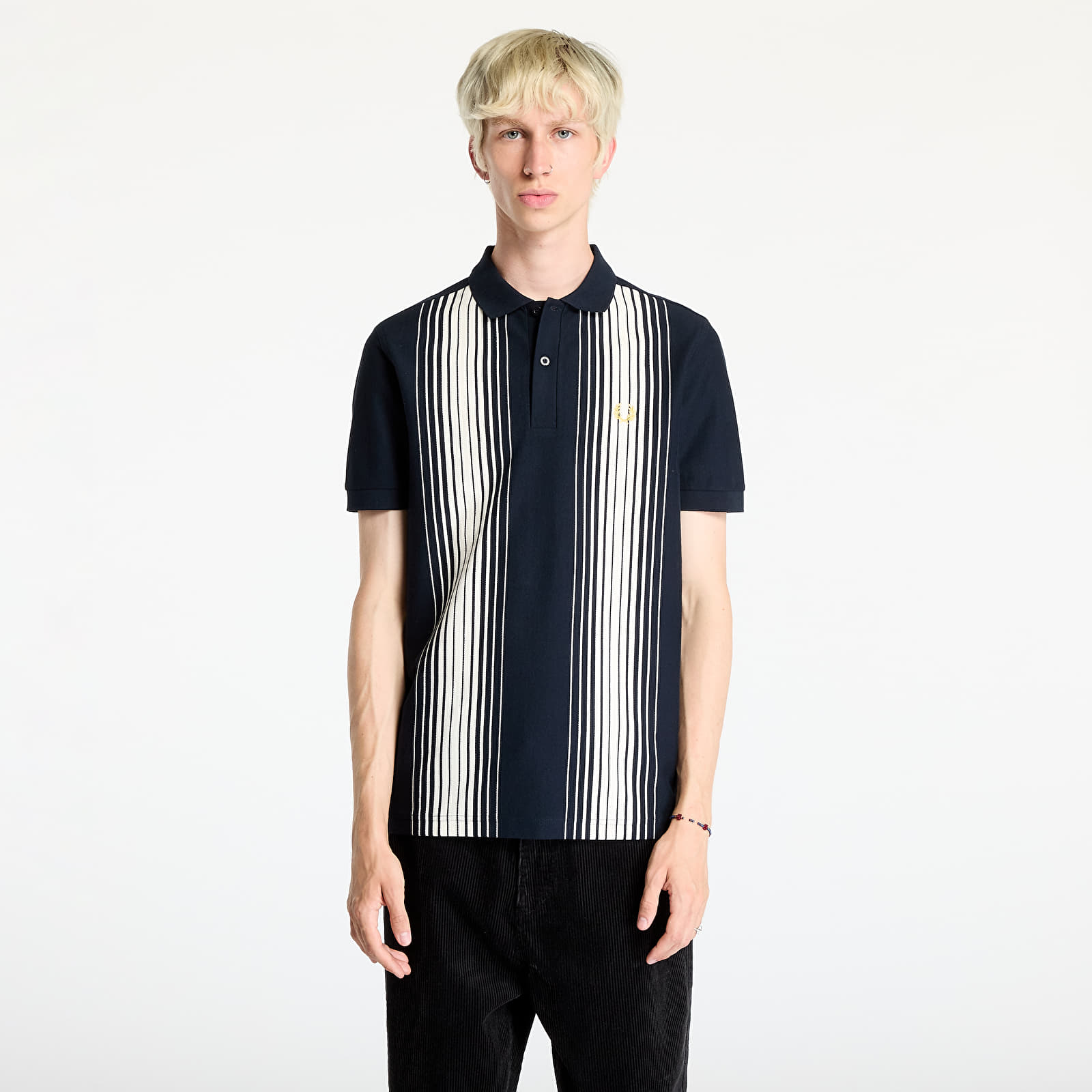 Trička FRED PERRY Ombre Stripe Polo Short Sleeve Tee Navy