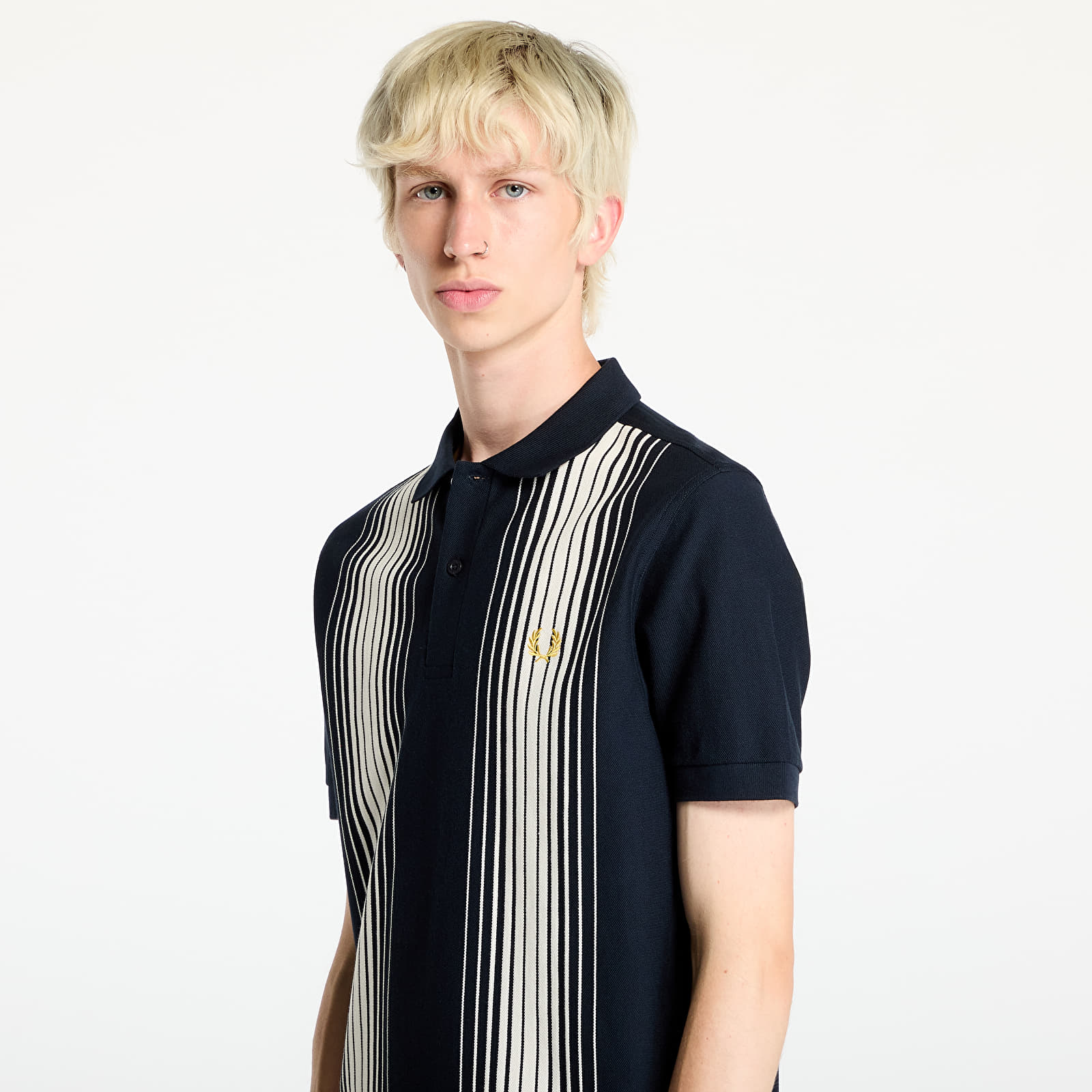Trička FRED PERRY Ombre Stripe Polo Short Sleeve Tee Navy