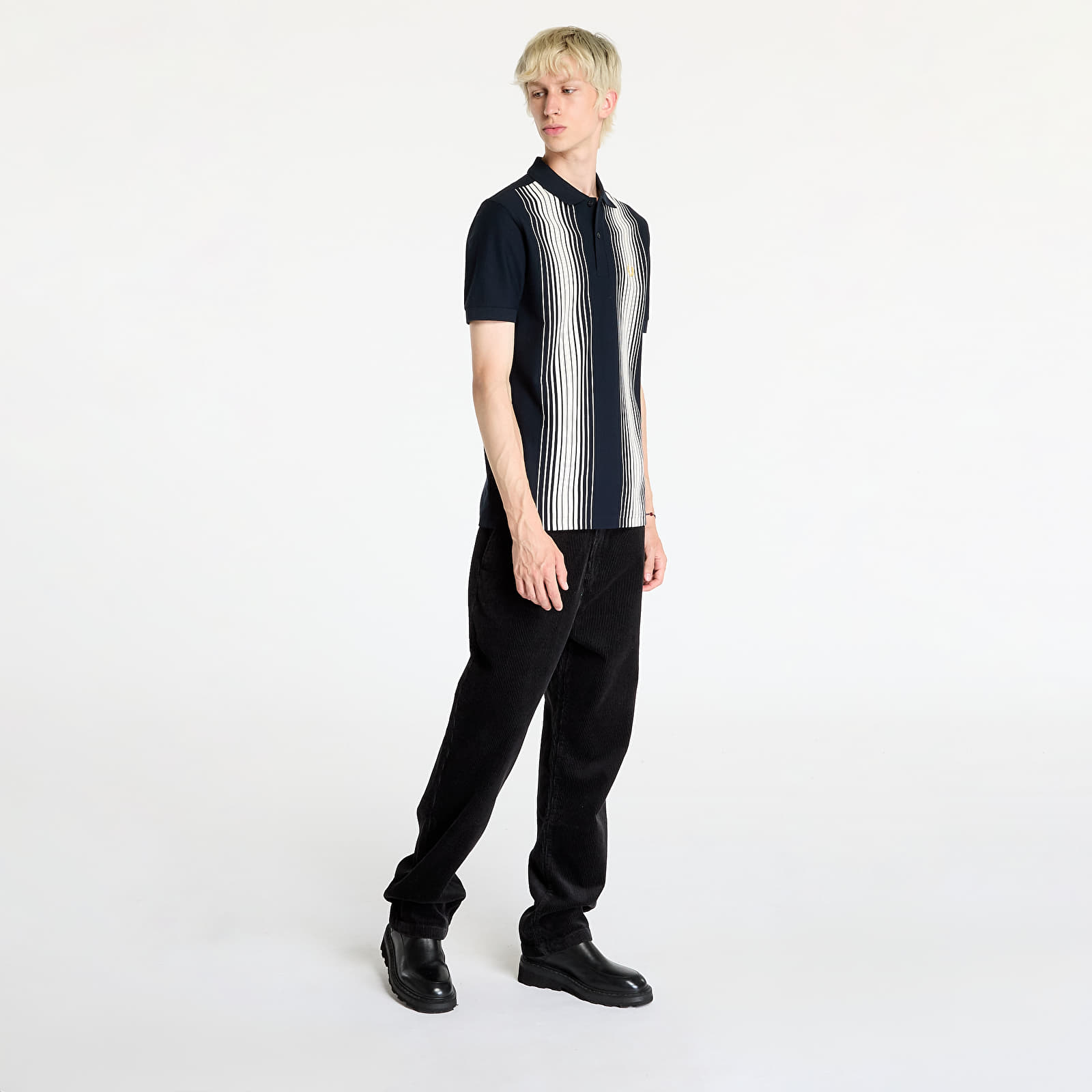 Trička FRED PERRY Ombre Stripe Polo Short Sleeve Tee Navy