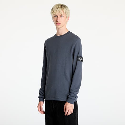 Tričko Calvin Klein Jeans Badge Waffle Longsleeve Tee Ebony