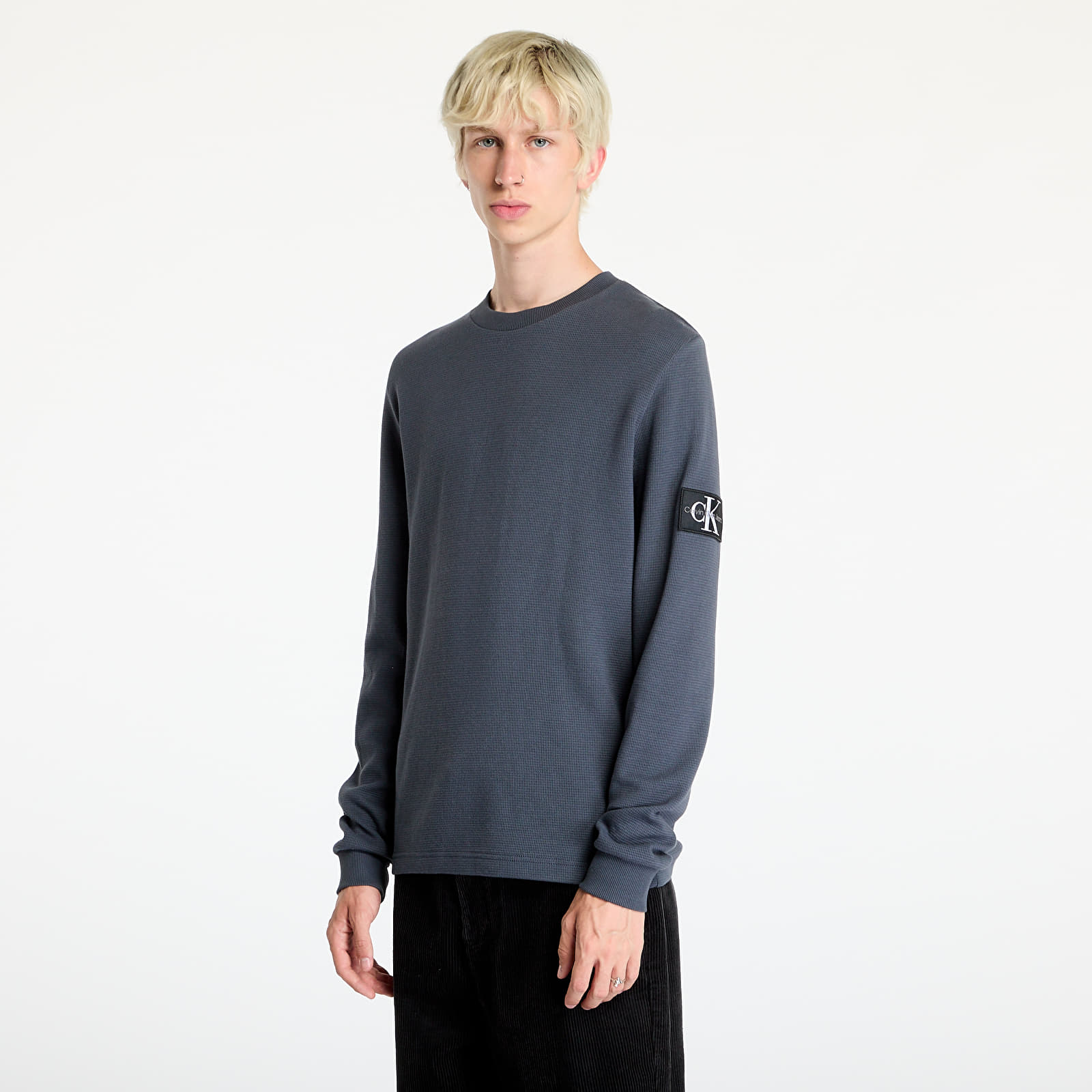 Koszulki Calvin Klein Jeans Badge Waffle Longsleeve Tee Ebony