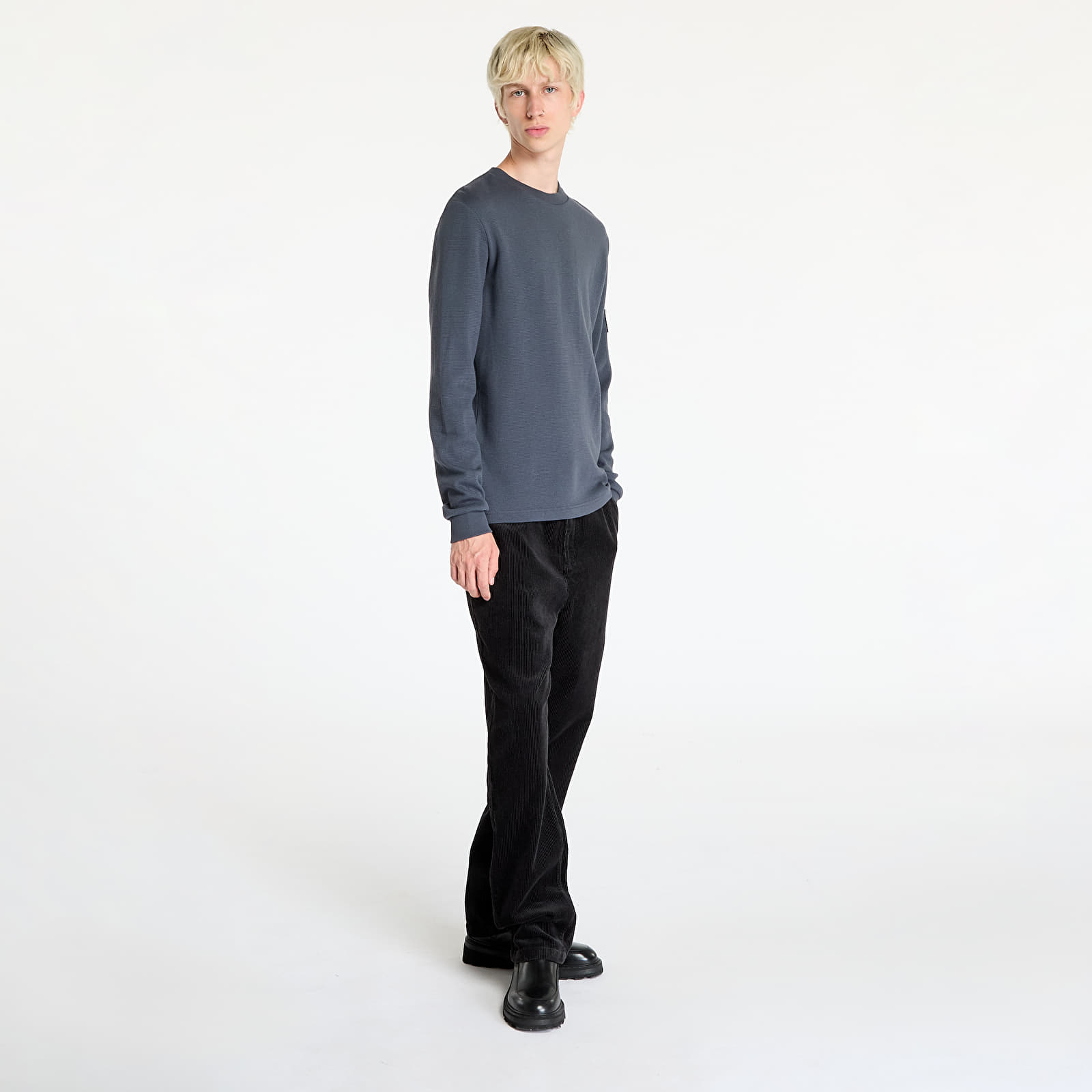Koszulki Calvin Klein Jeans Badge Waffle Longsleeve Tee Ebony